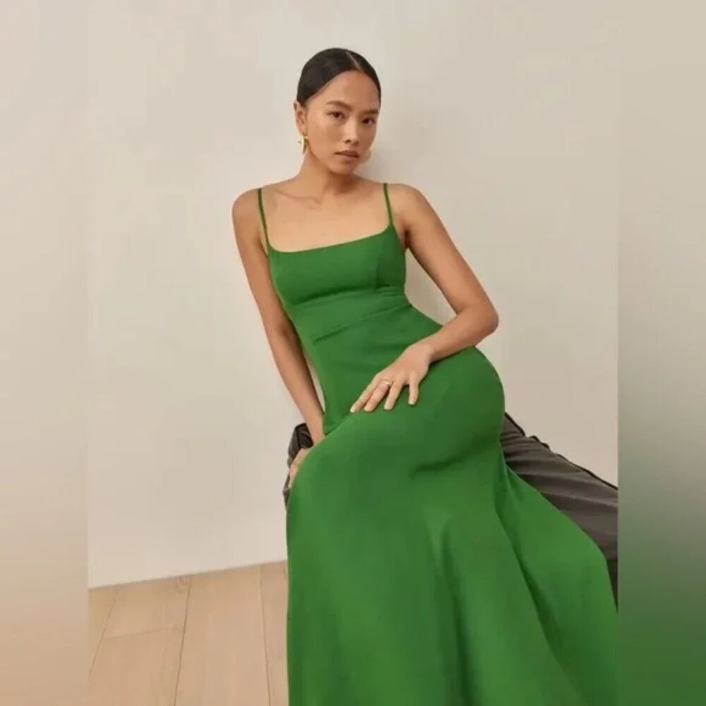 Reformation Liya Kelly Green Midi / Long Dress